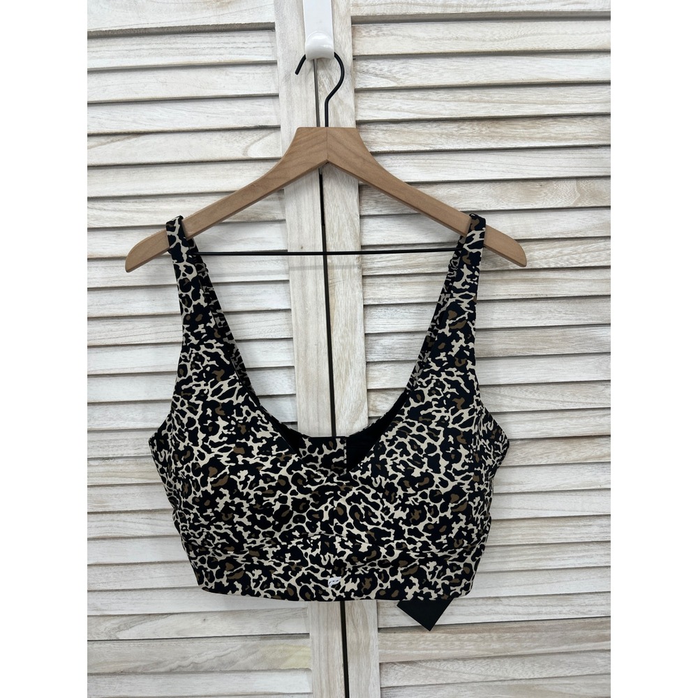 NEW Fabletics Sports Bra 2X Leopard Print Active Gym Mob Wife Athleisure